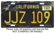 Steve McQueen Bullitt 1968 Ford Mustang GT California JJZ 109 License plate