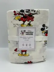 Pottery Barn Disney Mickey Mouse Holiday Flannel Sheet Set Twin Twin XL #R131