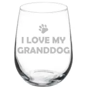 Stemless Wine I Love My Granddog Grandparent Of Dog Grandpa Grandma Wine Glass