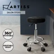 Artiss Salon Stool Swivel Height Adjustable Round Barber Spa Chair PU Black