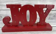 HALLMARK WOODEN RUSTIC RED LIGHTED CHRISTMAS TABLE / SHELF SIGN