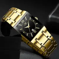 在飛比找Yahoo!奇摩拍賣優惠-新款男士方形石英錶名牌高級超薄手錶防水夜光電子錶國產十大品牌