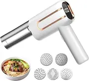 Handheld Pasta Maker, 5-in-1 Electric Dough Press with 5 Different Shaping Moulds, 4000mAh Battery, Press Noodle in 15s, 40W Noodle Press Machine for Quick Meal Prep, Family Meals White