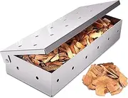 Pellet Smoker Tube, Stainless Steel BBQ Wood Chip Smoke Box, Barbecue Smoker Metal Outdoor Cooking Accessories Universal Smokers for Gas and Charcoal Grilling Add Smokey Flavour to Grilled Meat
