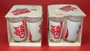 Vintage 1988 -2 NOS Sets Of 4 Diet Coke Soda 12 Oz Drinking Glasses Pinstripe