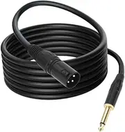 BaotyJie TS 1/4 6.35 Male to XLR Male Audio Cable Microphone Cord Stereo Double Shielded Mono for Stage Sound, 3m