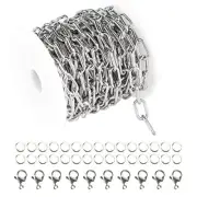 16.4 Feet Stainless Steel Link Chain for Jewelry Making Silver Paperclip Cabl...