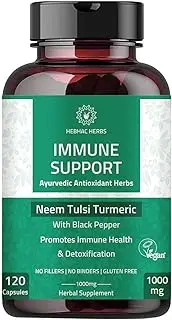 Hebhac Herbs Immune Support Capsules - Immunity Support Supplement Made With Organic Neem, Tulsi, Amla Turmeric, 120 count Pack of 1