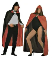 Reversible Cape Black Red Adult Unisex Costume One Size Vampire Witch Halloween