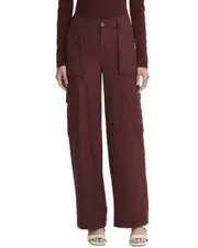 Vince Flannel Wide Leg Raver Wool-Blend Pant 2 Brown