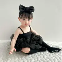 在飛比找ETMall東森購物網優惠-夏裝女嬰兒寶寶名媛風洋氣童裝女童夏裝吊帶蓬蓬裙黑色連衣裙子