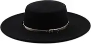 [Hcclijo] Fedora Hats for Women 10CM Big Brim Formal Wedding Hats Felt Flat Top Women Hat