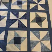 Handmade QUILT TOP Patchwork, 45” X 59 ½”, Unfinished, Windmill Friendship Star