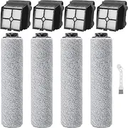 LesinaVac Replacement Brush Roller and Vacuum Filter Compatible with iFloor 3 and iFloor One S3 Cordless Wet Dry Vacuum Cleaner (4 Brush Roller+4 Filters)