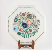 15" Table Top Marble side Pietra dura​ Handmade Inlay Home Decor
