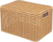 Woven Storage Basket With Lid - Wicker Hamper, Rattan Closet Bins, Seagrass Container for Snacks, Blankets, Toys - PP Rattan