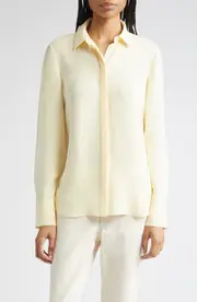 Lafayette 148 New York Scottie Silk Button-Up Blouse in Yellow Chalk at Nordstrom, Size Large