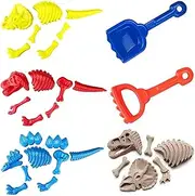 Liberty Imports 3 Pack Large Dinosaur Fossil Sand Molds Beach Toy Set for Kids with Rake and Shovel (25pc Playset)