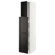 METOD / MAXIMERA hc w p-o func 1dr/4drw, white/Lerhyttan black stained, 40x60x200 cm