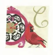Melissa Prince C for Cardinal Bird Handpainted Needlepoint Canvas