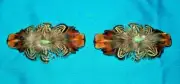 Set 2 Med Feathered Barrettes Pheasant Feathers & Turquoise FREE SHIPPING MBS15