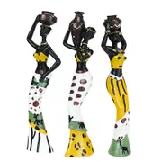 GGP Yellow Maiden Praying For Rain 3 Piece Set African Style Home Decor Accents For Tabletop And Shelf Display
