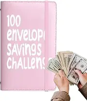 100 Days Money Saving Envelope Budget Storage Book, Budget Binder with Cash Envelopes, Savings Tracker Planner, 11x17.8x2 Cm for Men Women Adults Children School