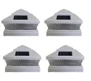 4 pcs 4x4 5x5 6x6 White Garden Solar Fence Post Cap Light 5 LED Bulb 78Lumens