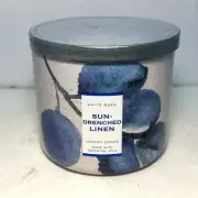 1 Bath & Body Works White Barn SUN-DRENCHED LINEN 3 Wick Scented Candle 14.5 oz