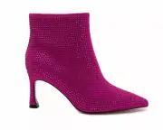 Women's Ideal Shoes 3671 Crystals Ankle Boots Fuchsia