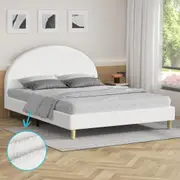 ALFORDSON Bed Frame Double Size Mattress Base Platform White Boucle CALLA