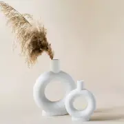 Set of 2 White Ceramic Vase, Vases for Pampas Grass, Vases Home Decor, White ...