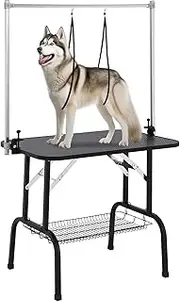GarveeTech 36" Dog Grooming Table, Foldable Pet Grooming Table for Dogs at Home with Height Adjustable Arms, Noose, Mesh Tray, 330LBS Static Weight Capacity, Trimming Drying Table for Small/Large Dogs