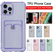 Shockproof Clear Card Slot Holder Case Cover For iPhone 15 14 13 12 11 Pro Max 8