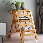 Step Stool Folding Bamboo Creative Multi-Function Household Ladder/High Stool/Bar Chair/Bed Table/Shelf/Flower Stand, 2/3/4 Layers