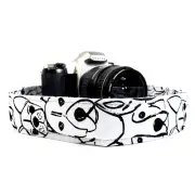 Black White Dog Camera Strap - Dog Camera Strap-Double Padded Comfortable Camera