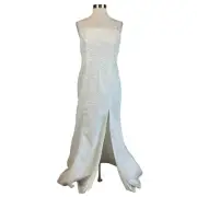 Aidan Mattox Women's Formal Dress Size 10 White Sequined Long Evening Gown