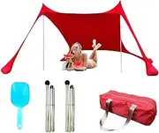 Family Beach Tent Canopy,Sunshade Shelter - UPF50+ Protection Camping Sunshade Includes Sand Shovel, Stability Poles for Fishing, Picnics, Backyard Fun