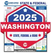 2025 Washington WA State/Fed Labor Law All In1 Compliance Poster Paper/Laminated