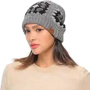 [C.C] Multi Color Crochet Beanie & Headwrap for Women Unisex - Stretchable Soft Warm Knit Winter Skully Hat