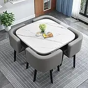 Reception Negotiation Table Set with 4 Chairs - Office Reception Table and Chair Set for Small Conference Room, Coffee Kitchen Dining Table Set for Office Club Room(Square12)