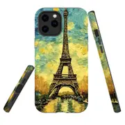 For iPhone 12 Pro/12 Tough Protective Cover, Eiffel Tower Painting