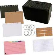 JEWEDECO Desktop Lined Index Cards Storage Box Set Color Note Card Organizer with Index Holder for Taking Data Storage and Recipe Management