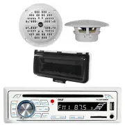 Pyle CD Player Yacht AM/FM MP3 USB Input Stereo Receiver + 2 Speakers + Cover