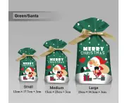 50PCS Christmas Candy Treat Bags Gift Wrapping Bag Xmas Party Drawstring Packing-Green / Santa-50pcs Small / 12*17cm