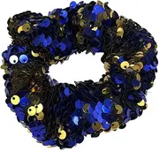 2 Pack Sequins Hair Scrunchies Rich Tones Scrunchy Bobbles Elastic Hair Bands Ties Hair Accessories for Women Girls (Blue, One size)