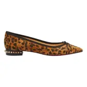 Christian Louboutin Hall Flat Leopard Caramel Brown Pointed Toe Ballerina 35.5
