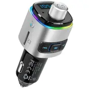 Bluetooth FM Transmitter for Car 7 Color LED Backlit Bluetooth Car Adapter with QC3.0 Charging