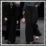 NWT CHANEL 23K Washed Black Floral Embossed Denim Jeans F 34/US 2 $4,150