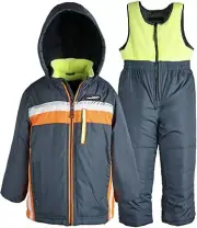London Fog Infant Boys Grey & Orange 2pc Snowsuit Size 12M